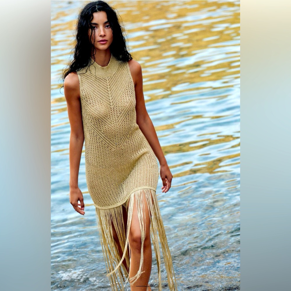 Metallic Fringe Long Knit Top can be wornn as a dress stunning!